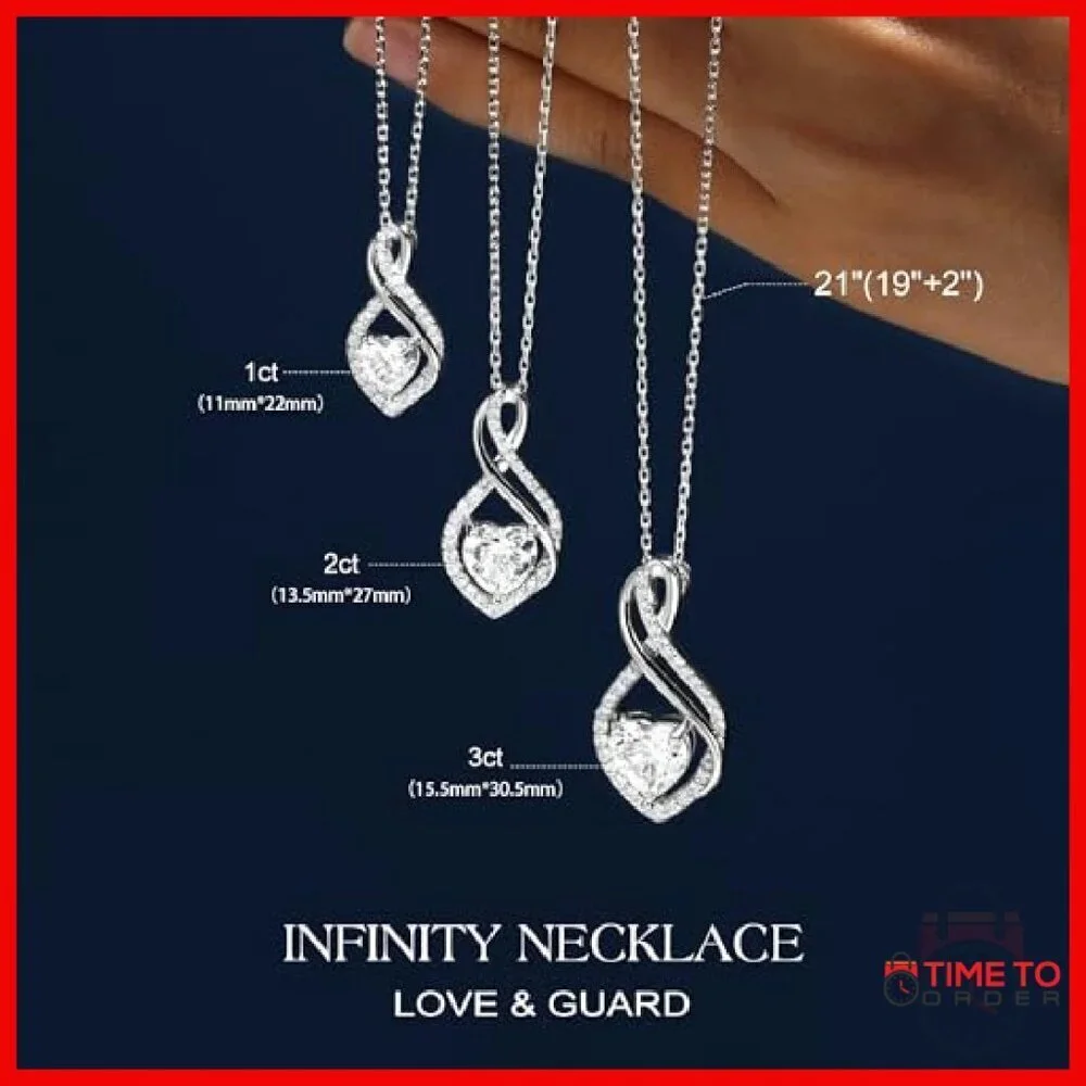 3ct Heart Moissanite Pendant Necklace 925 Sterling Silver Infinity Design